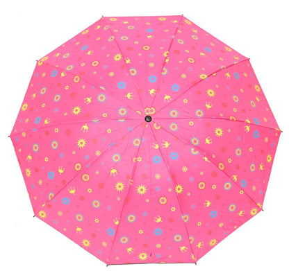 COMPACT 3 FOLD SUN/RAIN PRINTED UV PROTECTION UMBRELLA FOR WOMEN , Pack of 1
