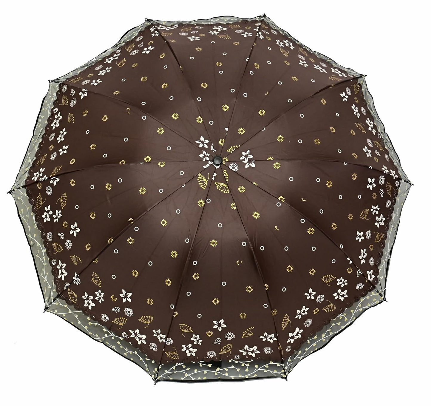 Stylish 3-Fold Umbrella All-Weather Comfort With Netted Border, Pack of 1