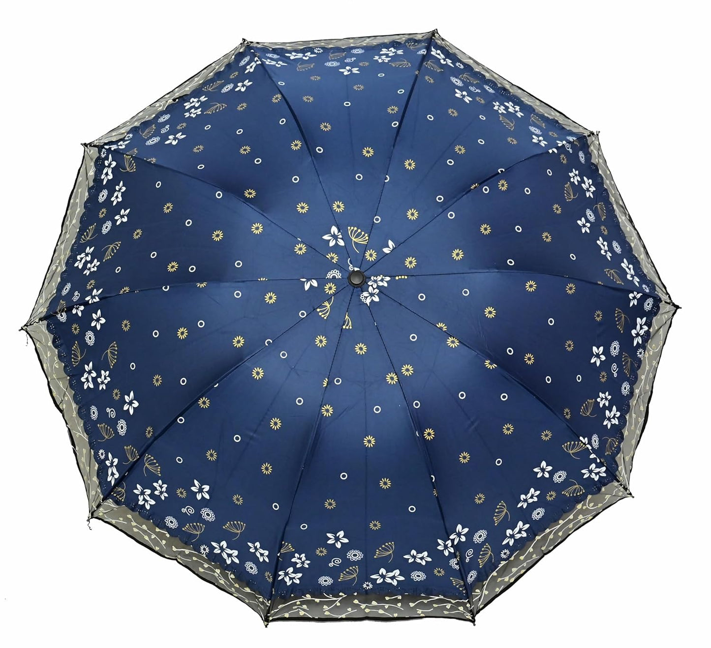 Stylish 3-Fold Umbrella All-Weather Comfort With Netted Border, Pack of 1