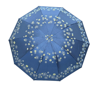 Rose Print Anti Uv/Rain 3 Folding Umbrella, Pack Of 1