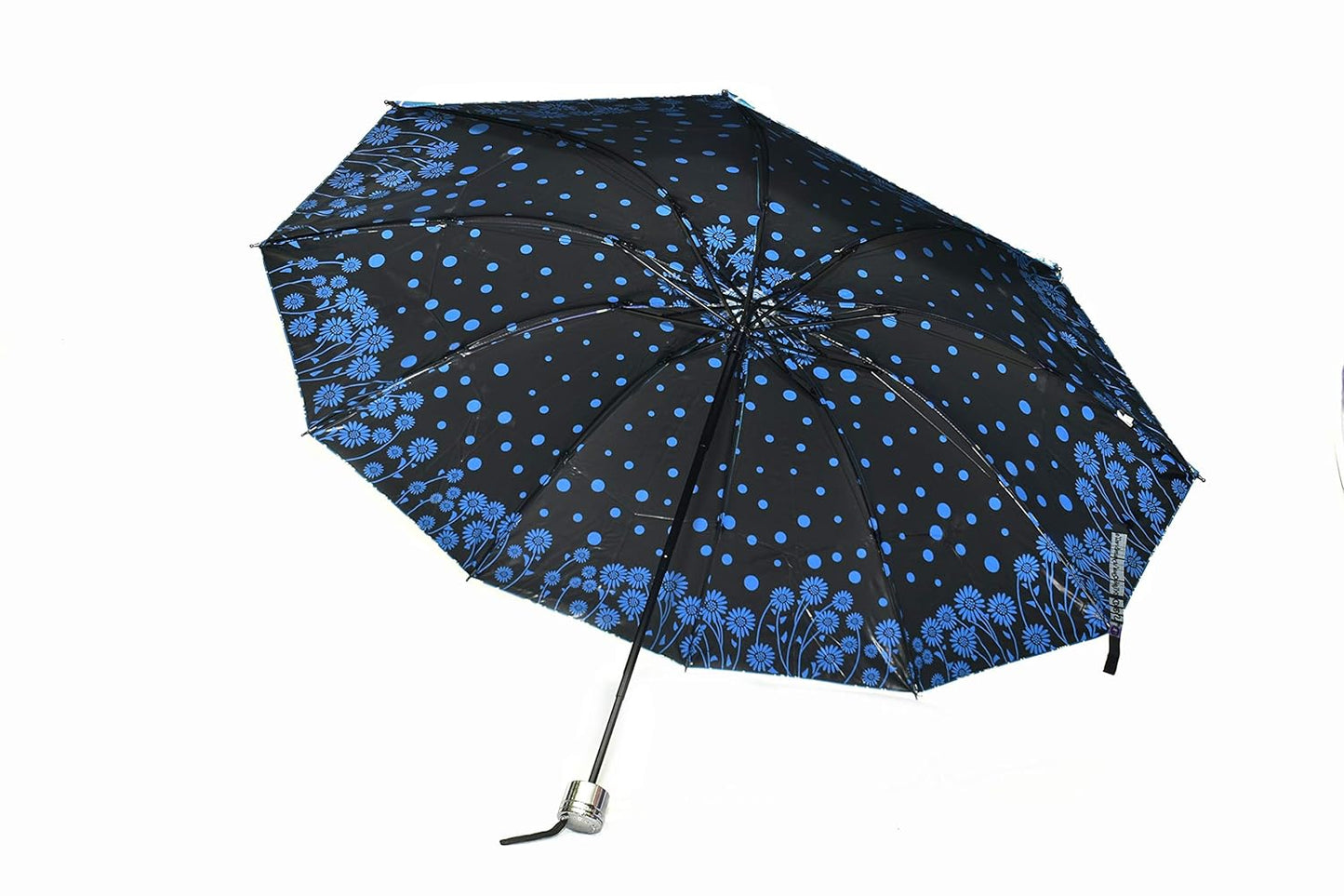 Windproof Shiny Under Print, Floral Pattern, Anti Uv, Sun/Rain 3 Folding Manual Umbrella for Women, Pack of 1