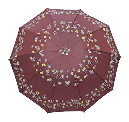 Rose Print Anti Uv/Rain 3 Folding Umbrella, Pack Of 1