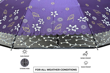 Stylish 3-Fold Umbrella All-Weather Comfort With Netted Border, Pack of 1