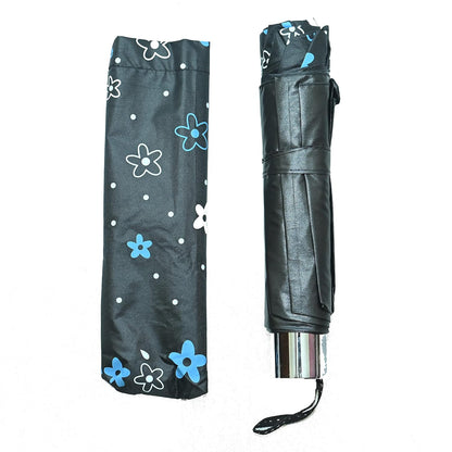 Floral Print Anti Uv/Rain 3 Folding Umbrella, Pack Of 1
