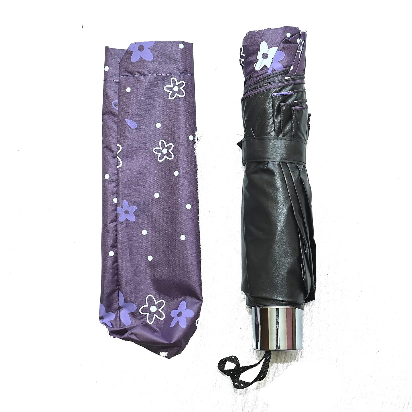 Floral Print Anti Uv/Rain 3 Folding Umbrella, Pack Of 1