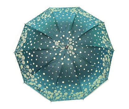 Windproof Shiny Under Print, Floral Pattern, Anti Uv, Sun/Rain 3 Folding Manual Umbrella for Women, Pack of 1