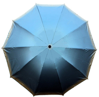 Plain MetallicColor 3 Folding Manual Open, Dome Shape Sun/Rain Office Umbrella for Women & Girls, Pack of 2 Umbrella