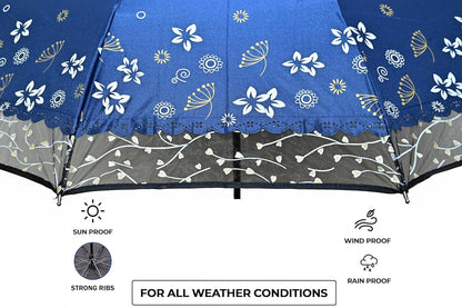 Stylish 3-Fold Umbrella All-Weather Comfort With Netted Border, Pack of 1