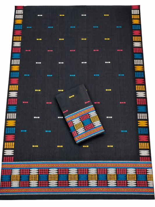 Soft Wash Cotton | Mekhela Chador Set | New Missing Design | Black
