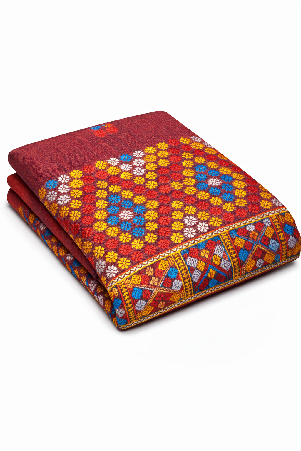 Mekhela Chador Set,Fixed Pari | Elegant Missing Design | BROWN