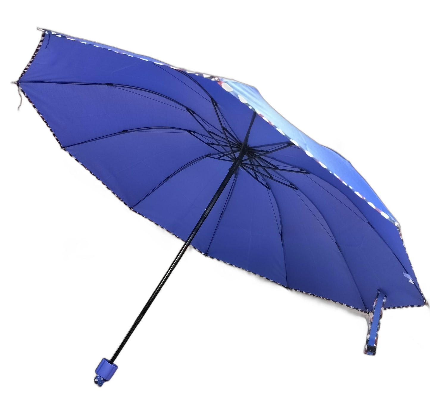 Solid Color Pipine 3 Folding Anti-UV Protection & Dome Shape Sun/Rain Umbrella (Pack of 1)