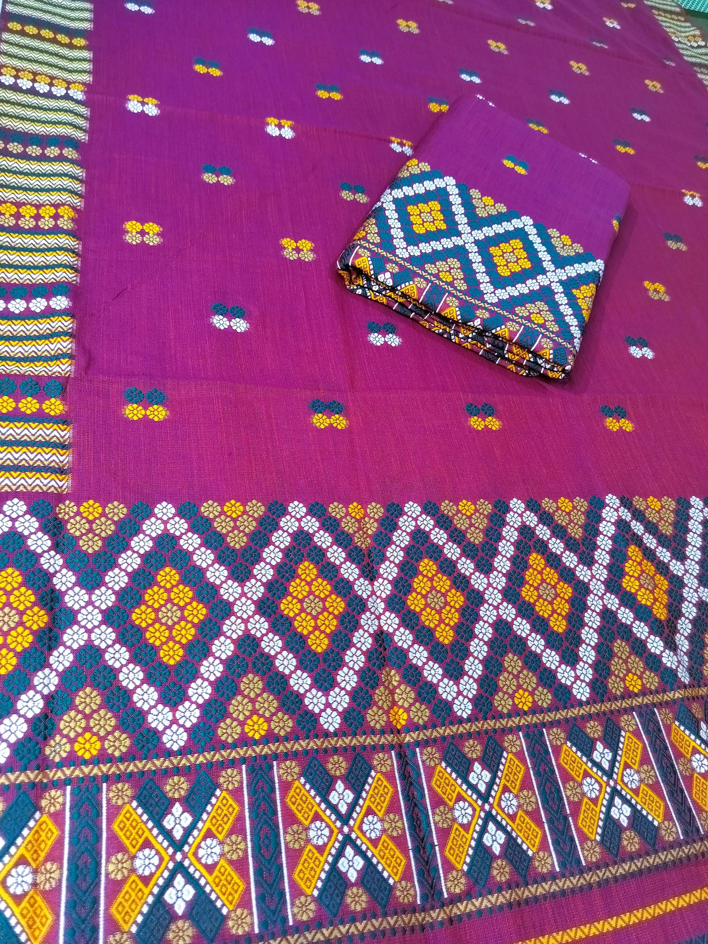 Wash Cotton | Mekhela Chador Set | Missing Design | Violet