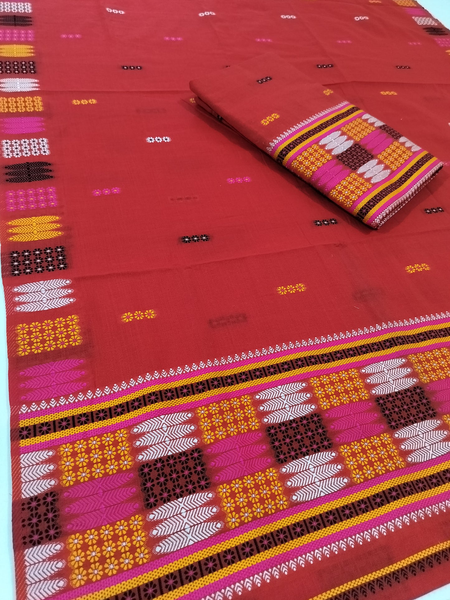 Soft Wash Cotton | Mekhela Chador Set | New Missing Design | Red