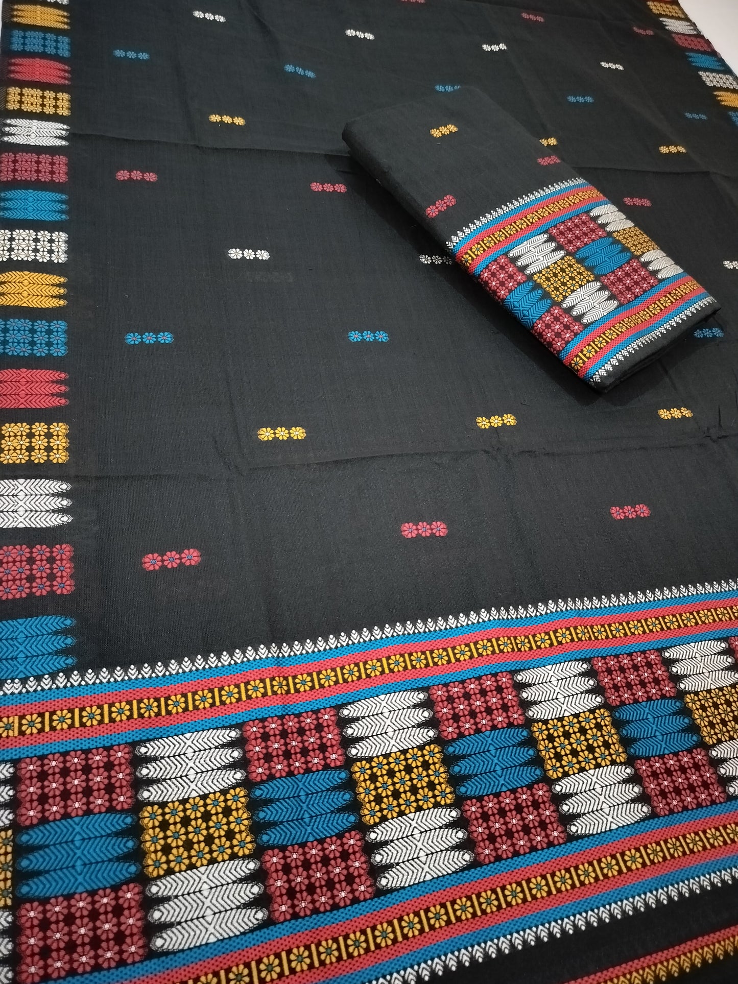 Soft Wash Cotton | Mekhela Chador Set | New Missing Design | Black