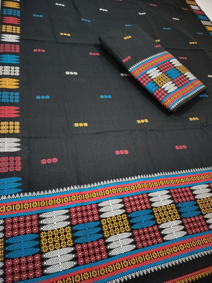 Soft Wash Cotton | Mekhela Chador Set | New Missing Design | Black