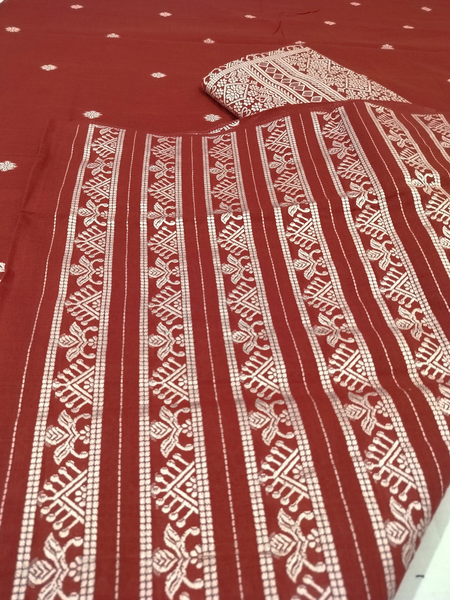 Premium Wash Cotton | Mekhela Chador Set | Trending Embroidery Designer | Maroon
