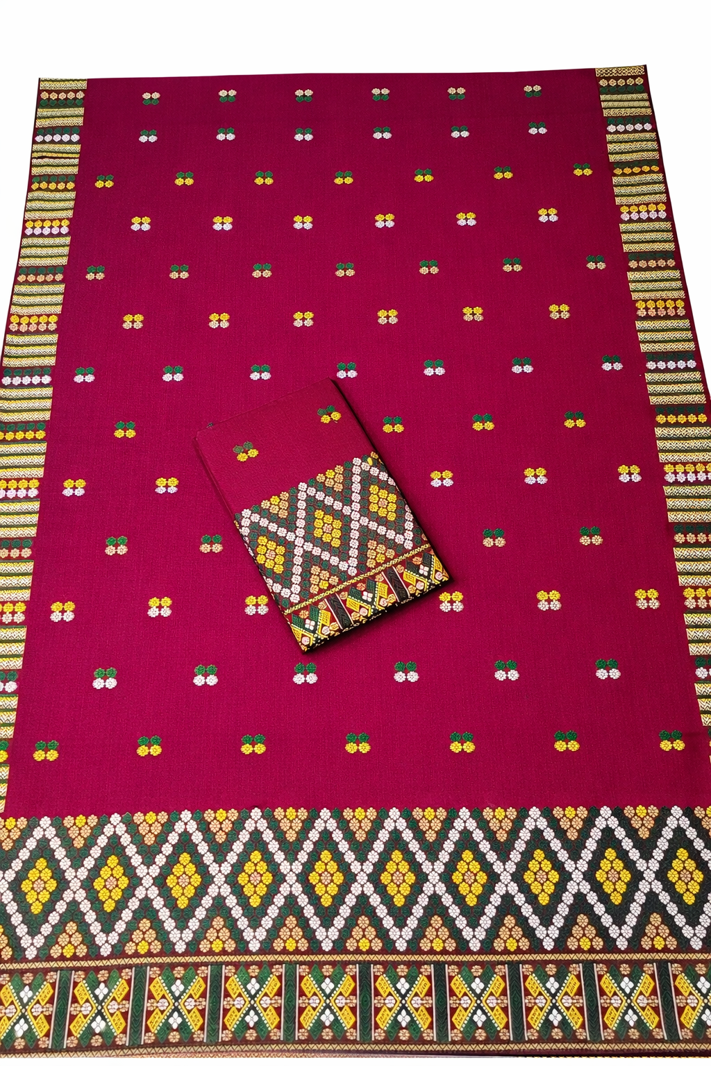 Wash Cotton | Mekhela Chador Set | Missing Design | MAROON