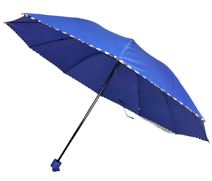 Solid Color Pipine 3 Folding Anti-UV Protection & Dome Shape Sun/Rain Umbrella (Pack of 1)