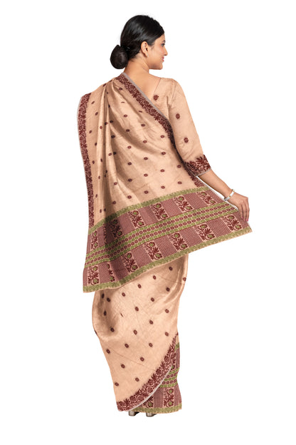 FIXED PARI COTTON BUWA MEKHELA CHADOR DESIGNER SET, Peach *FRESH ARRIVAL*