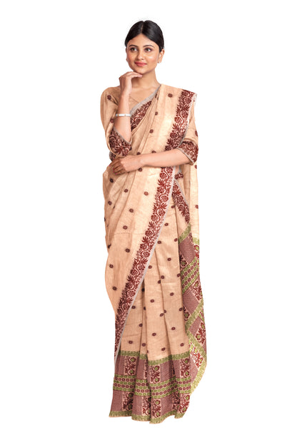 FIXED PARI COTTON BUWA MEKHELA CHADOR DESIGNER SET, Peach *FRESH ARRIVAL*