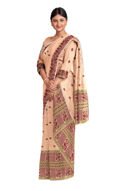 FIXED PARI COTTON BUWA MEKHELA CHADOR DESIGNER SET, Peach *FRESH ARRIVAL*