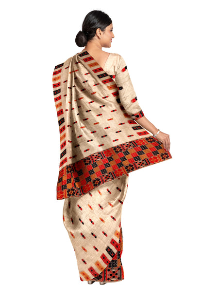 Premium Semi-Toss Muga Mekhela Chador Set, Full Body Embroidery, Pack Of 1