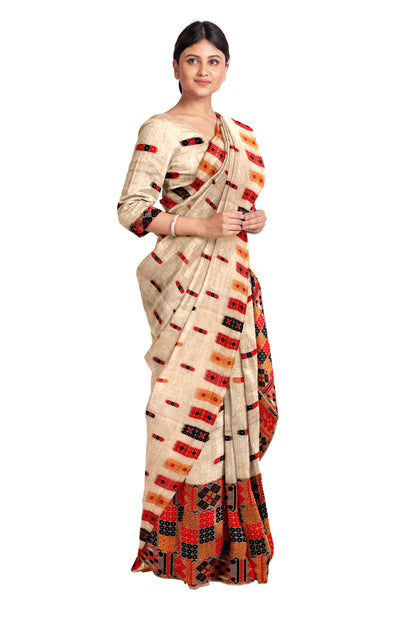 Premium Semi-Toss Muga Mekhela Chador Set, Full Body Embroidery, Pack Of 1