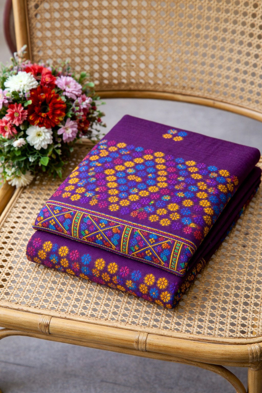 Mekhela Chador Set,Fixed Pari | Elegant Missing Design | PURPLE