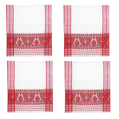 Authentic Assamese Traditional Handloom Cotton Gamosa/Towel (White, 50x25-inch)