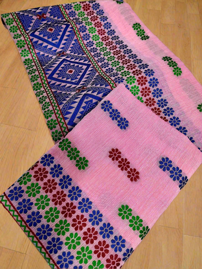 COTTON MEKHELA CHADOR PREMIUM QUALITY (PINK)