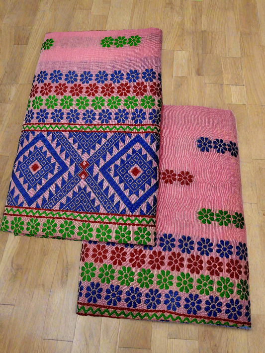 COTTON MEKHELA CHADOR PREMIUM QUALITY (PINK)