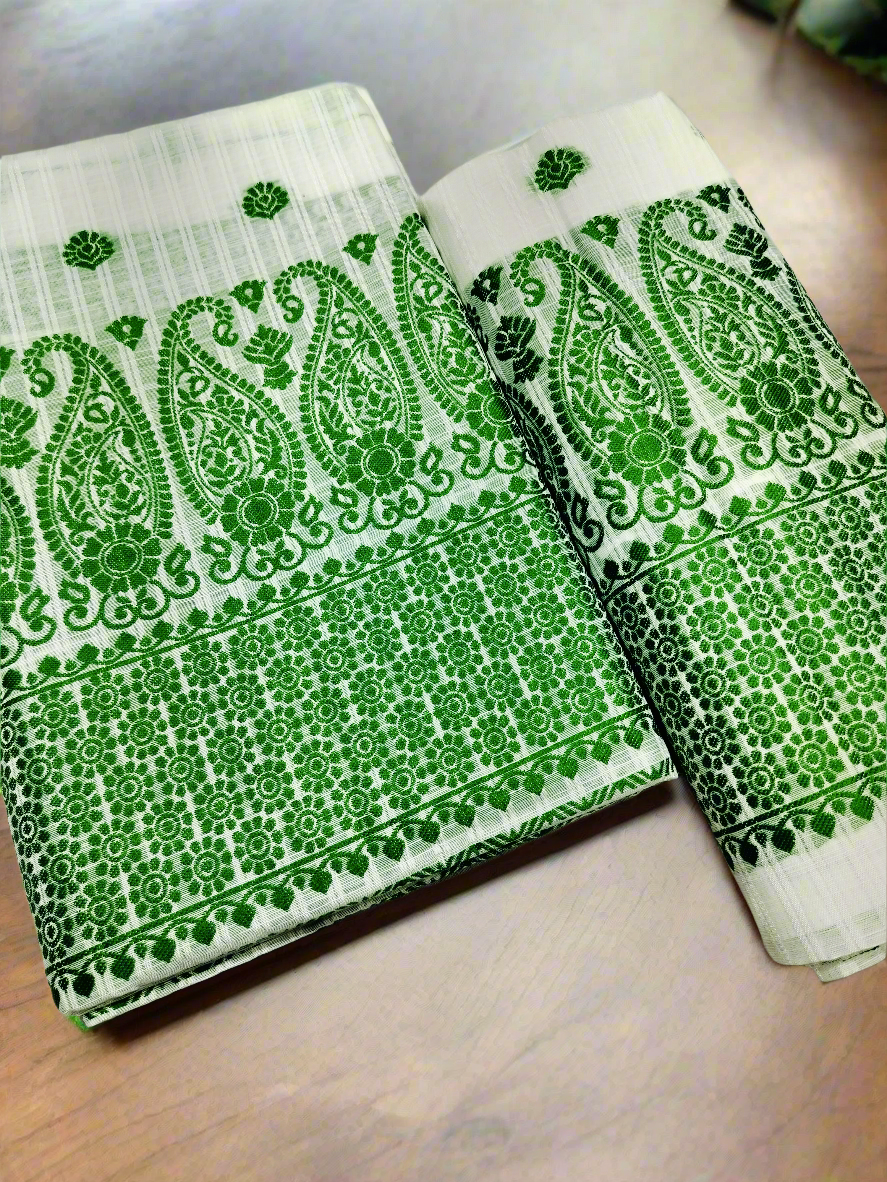 Cotton Mekhela Chador Set - Green