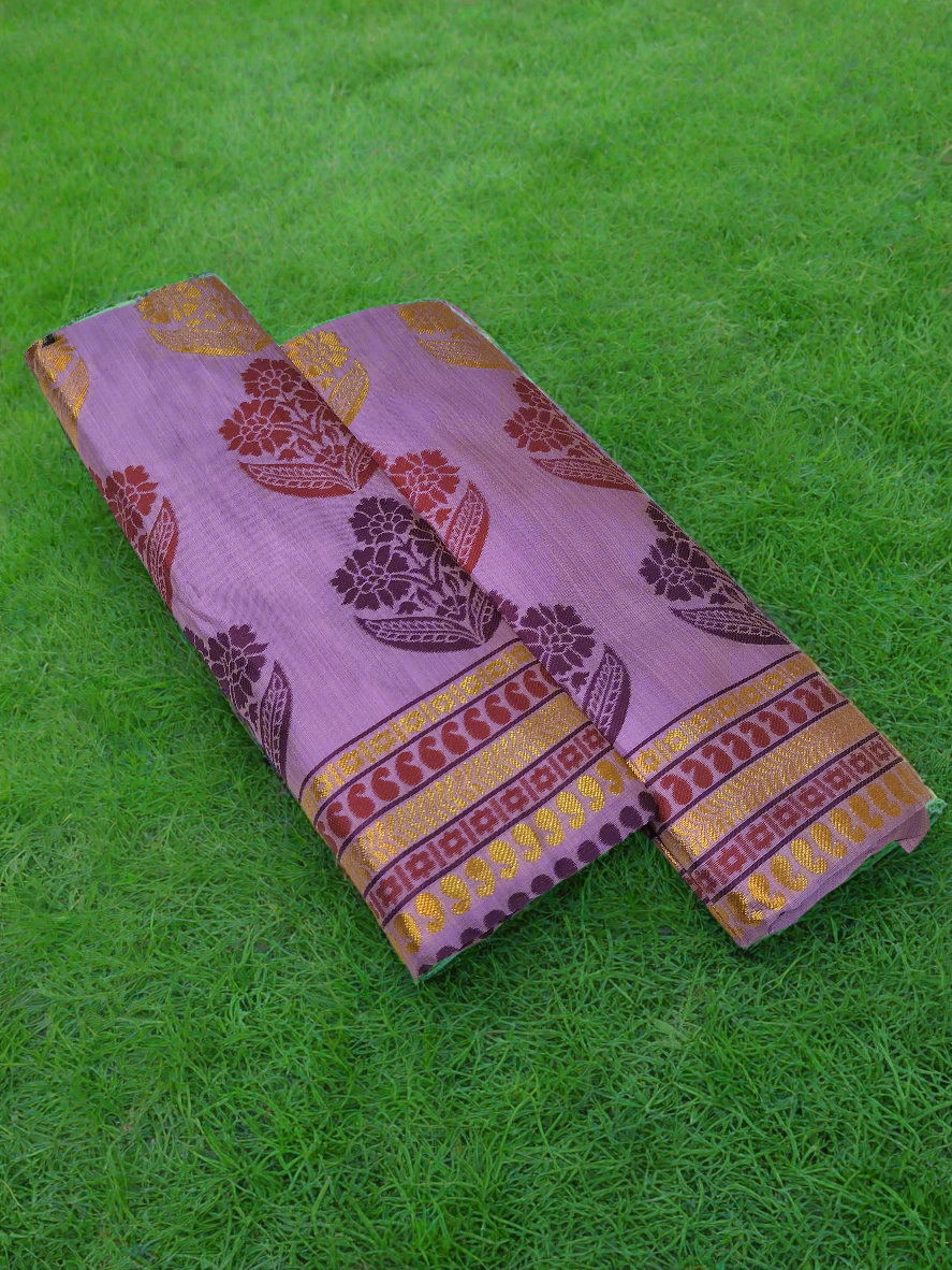 Embroidery Fixed Pari Women's Designer Cotton Mekhela Chador in Purple