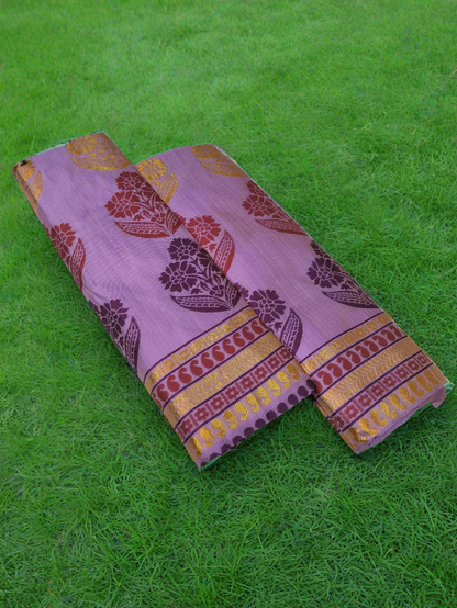 Embroidery Fixed Pari Women's Designer Cotton Mekhela Chador in Purple