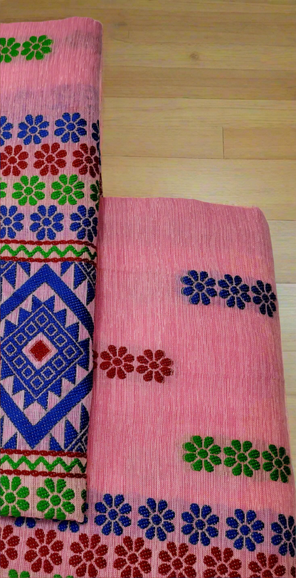 COTTON MEKHELA CHADOR PREMIUM QUALITY (PINK)