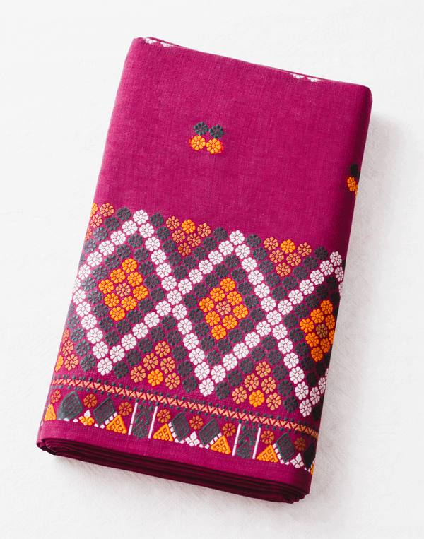 Wash Cotton | Mekhela Chador Set | Missing Design | Violet