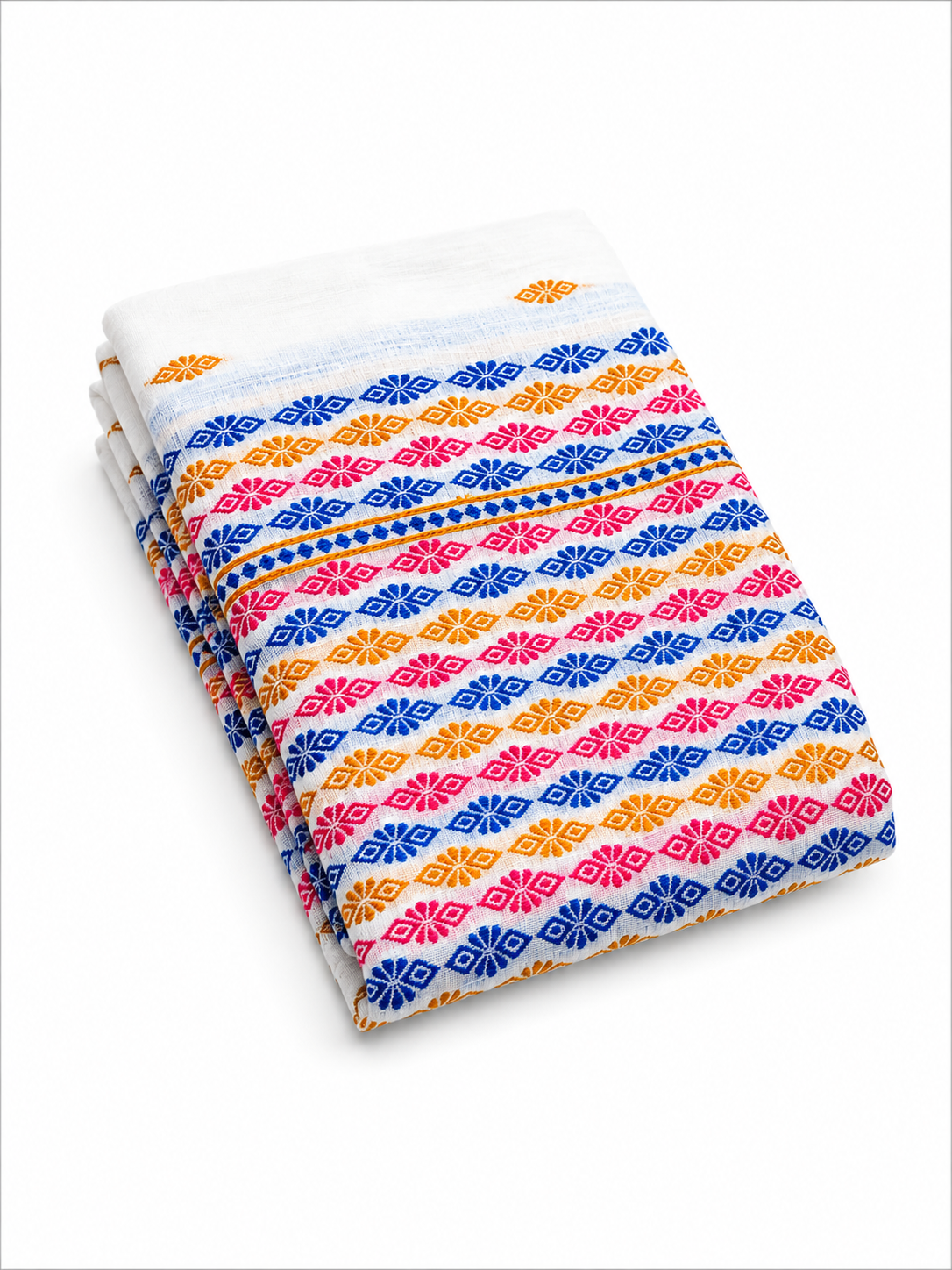 Mulicoloured Buwa 100% Premium Cotton-Fixed Pari, Pink
