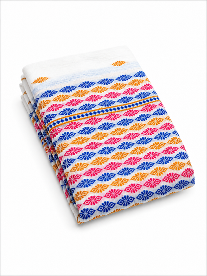 Mulicoloured Buwa 100% Premium Cotton-Fixed Pari, Pink