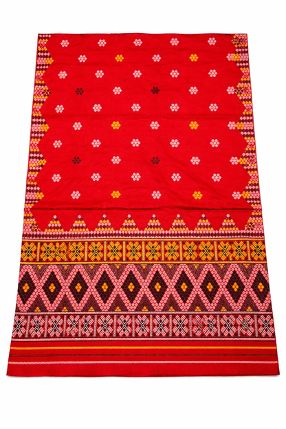 Wash Cotton | Mekhela Chador Set | Missing Design | Pure Red