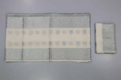 Mekhela Chador Zari Silver Embroidery Assam Traditional Attair