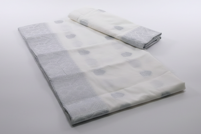 Mekhela Chador Zari Silver Embroidery Assam Traditional Attair