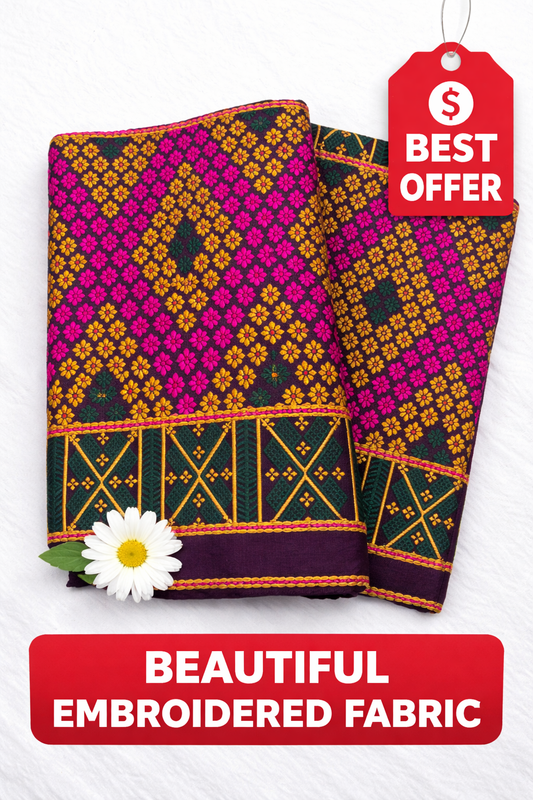 Missing Mekhela Chador Set,Fixed Pari | Elegant Handwoven Design | Dark Violet