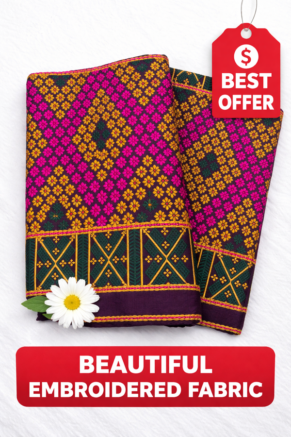 Missing Mekhela Chador Set,Fixed Pari | Elegant Handwoven Design | Mehandi Dark Violet