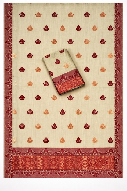 Beautiful Slab Cotton Comfort Mekhela Chador Set, Fixed Border