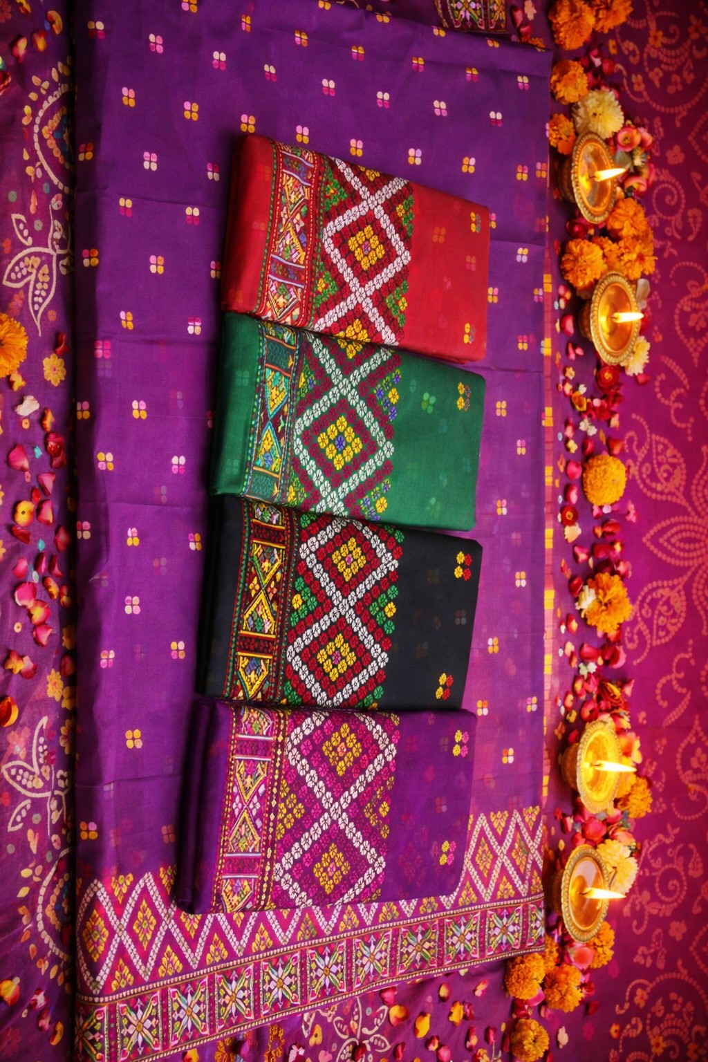 Wash Cotton | Mekhela Chador Set | Missing Design | Purple