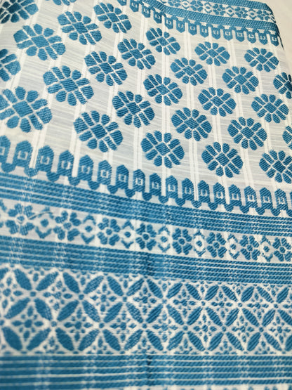 Cotton Mekhela Chador Set - Sky Blue
