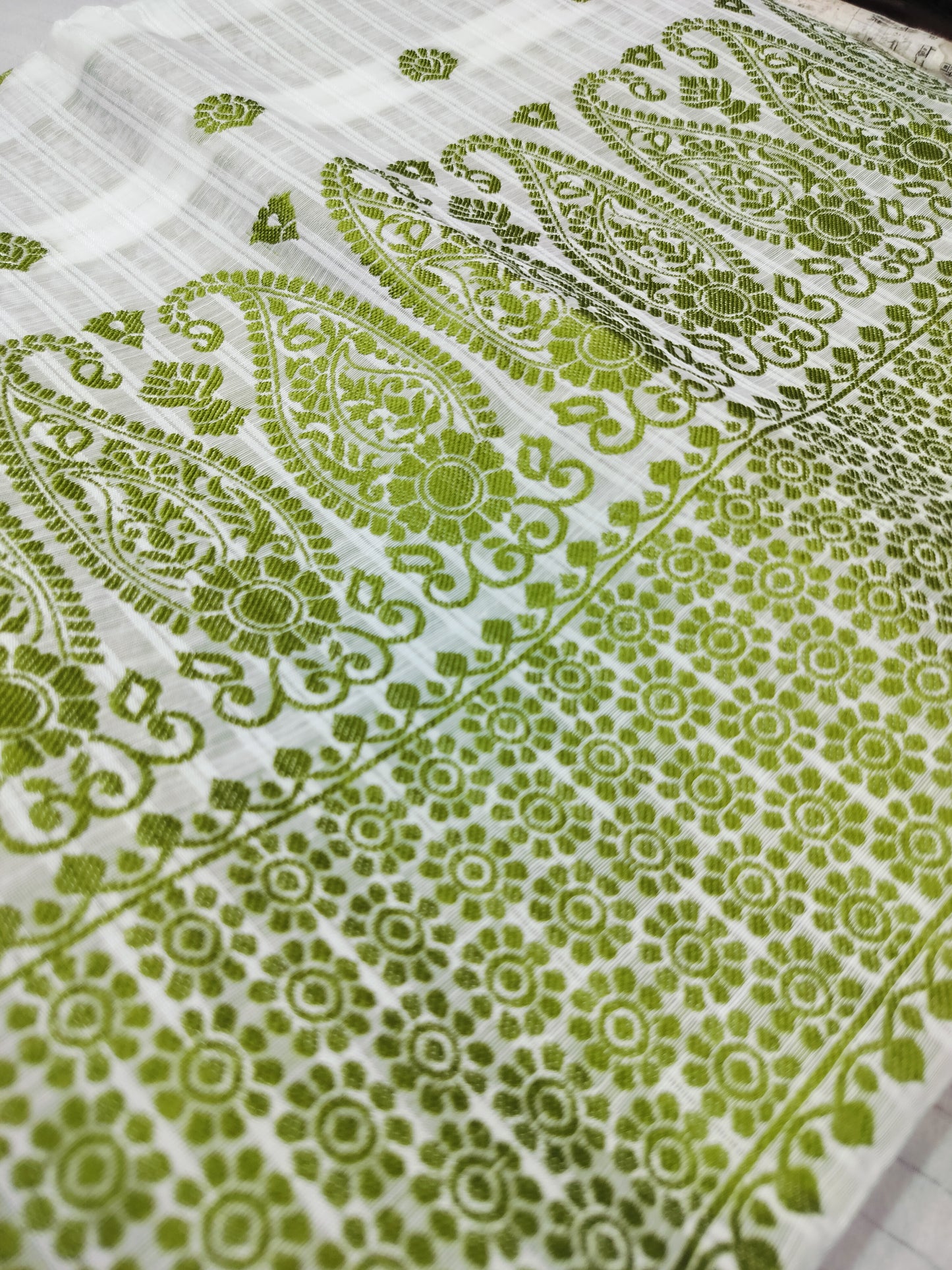 Cotton Mekhela Chador Set - Mehandi Green