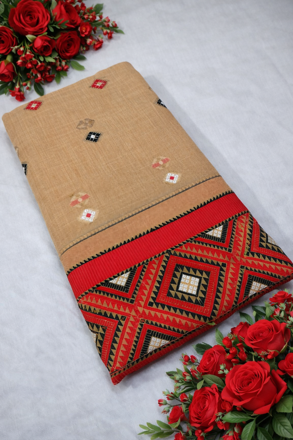 Mekhela Chador Set,Soft Fabric| Elegant Handwoven Design | Red