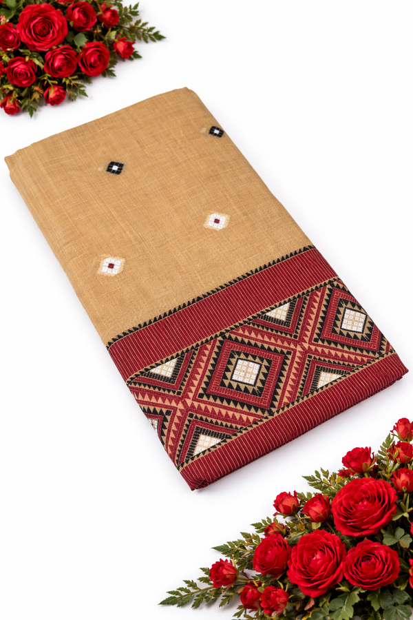 Mekhela Chador Set,Soft Fabric| Elegant Handwoven Design | Maroon