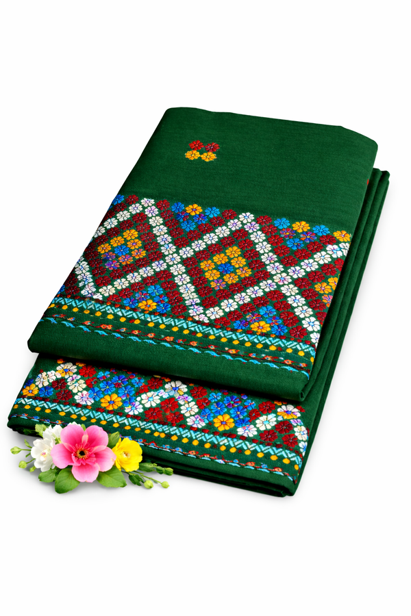 Wash Cotton | Mekhela Chador Set | Missing Design | Green